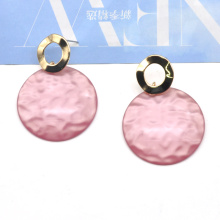 Custom acrylic color round button shape fashion trendy earrings